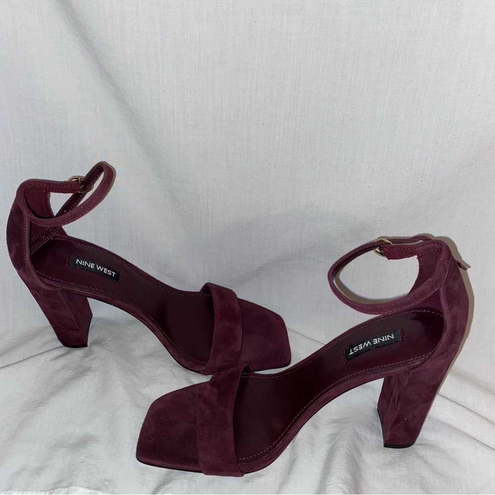 Nine West Burgundy 4” Heels With Straps Size 8M